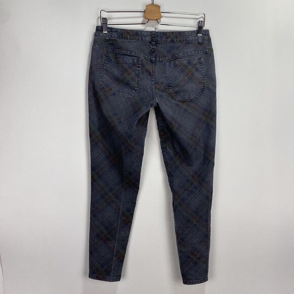 prAna Breathe Womens Size 8 Skinny Jeans Gray Plaid Ankle Zipper Stretch Casual - Picture 2 of 12